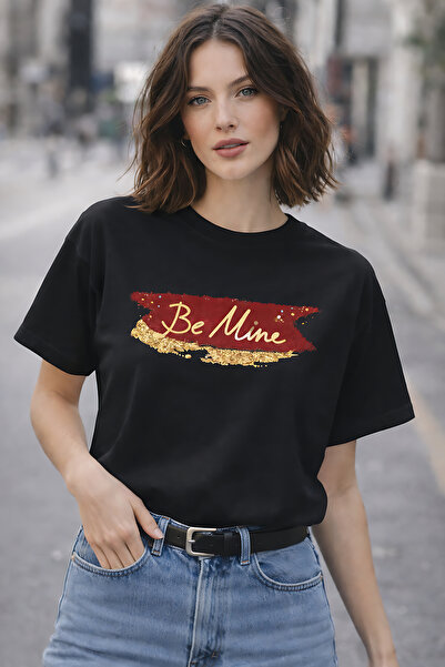 ArtYus Be Mine Text Printed Unisex Oversize T-Shirt – Cotton Crew Neck Casual...