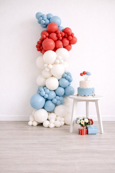 Balonsan Balloon Set 90 Pieces (Red-Blue Glass-Sea Sand)