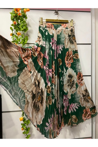 edu collection Patterned Bohe Bell Chiffon Skirt with Lining