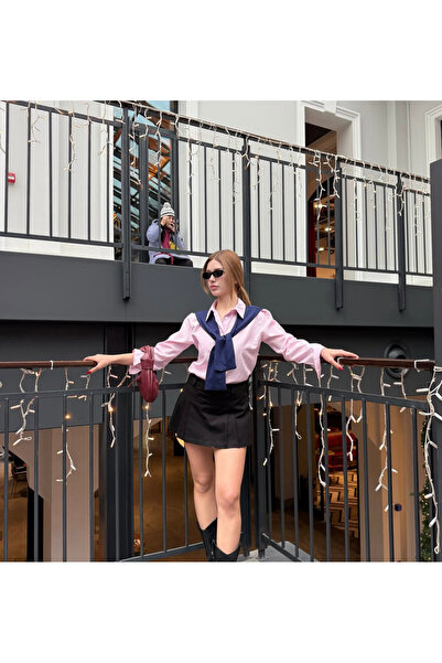 VİONA Pembe Çizgili Detay Gömlek