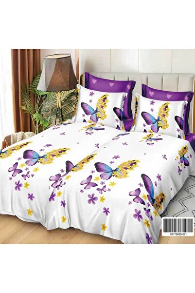Patul Satin Cotton Linen with 2 Sides, Double Bed, Sulphur, 7 Pieces