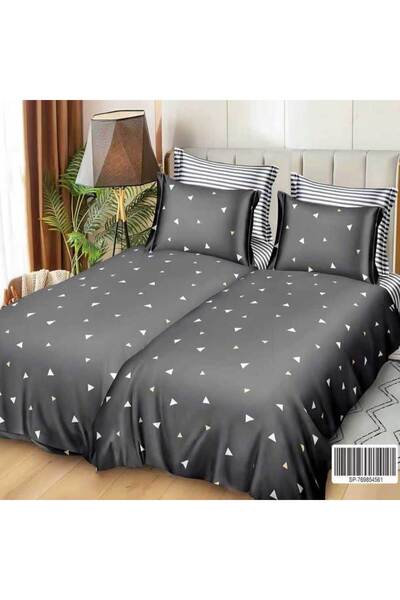 Patul Satin Cotton Linen with 2 Sides, Double Bed, Sulphur, 7 Pieces