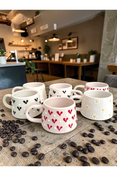 Artistic Quality Decorative Black and Red Heart and Daisy Embroidered, Emboss...