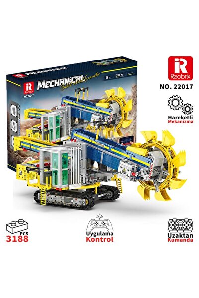 REOBRIX Technic 22017 Kepçeli Ekskavatör Kumandalı&Motorlu Yapı Blok Seti Bui...