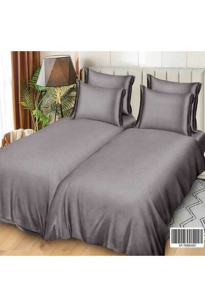 Patul Satin Cotton Linen with 2 Sides, Double Bed, Sulphur, 7 Pieces