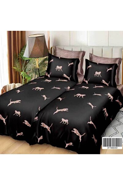 Patul Satin Cotton Linen with 2 Sides, Double Bed, Sulphur, 7 Pieces