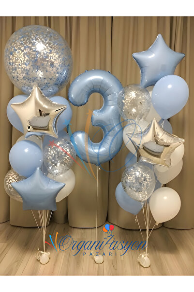 Organizasyon Pazarı 3 Year Old Boy Birthday & Special Day Balloon Set Blue Si...