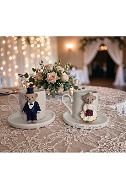 oksukokulutaş Handmade Teddy Boy Girl Turkish Coffee Cup