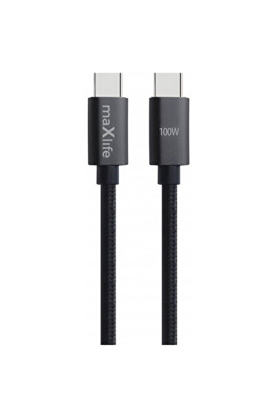 Max Life USB-C - USB-C Data and Charging Cable MaXlife MXUC-12, 100W, 1m, Black
