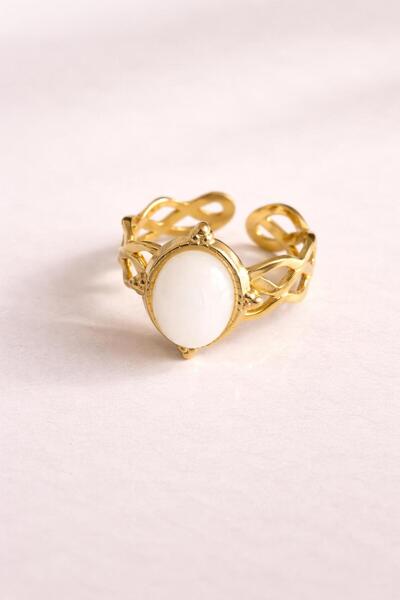 bijoux uniques Bohemian Spiral Model Natural Stone Steel Women's Ring (Adjust...