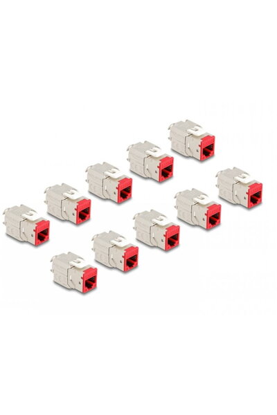 DELOCK Set 10 buc modul keystone RJ45 LSA Cat.6A toolfree Rosu, 88115