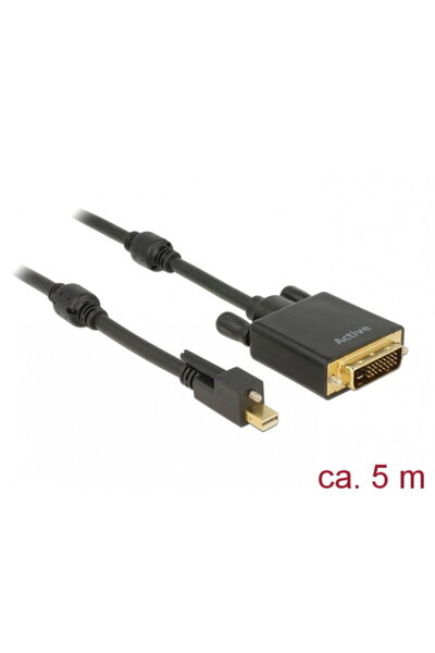 DELOCK Cablu mini Displayport 1.2 cu surub la DVI 4K 30 Hz Activ 5m T-T negru...