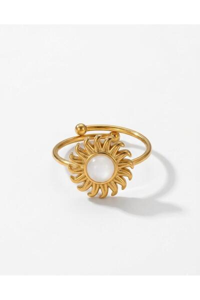 bijoux uniques Bohemian Natural Stone Sun Model Steel Women's Ring (Adjustabl...