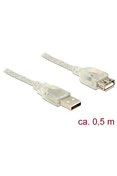 DELOCK Extension cable USB 2.0 Type-A male > USB 2.0 Type-A female 0.5m transpa