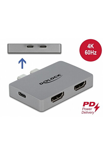 DELOCK Adaptor pentru MacBook 2 x USB tip C la 2 x HDMI 4K60Hz + 1 x USB-C PD...