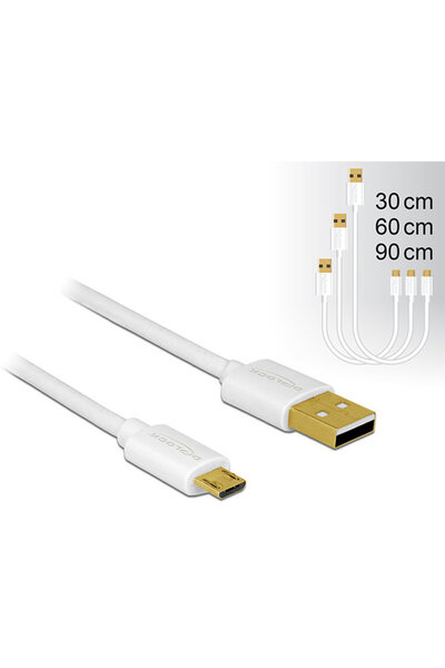 DELOCK Data and Fast Charging Cable USB 2.0 A-male>Micro-B-male,3 pieces set ...