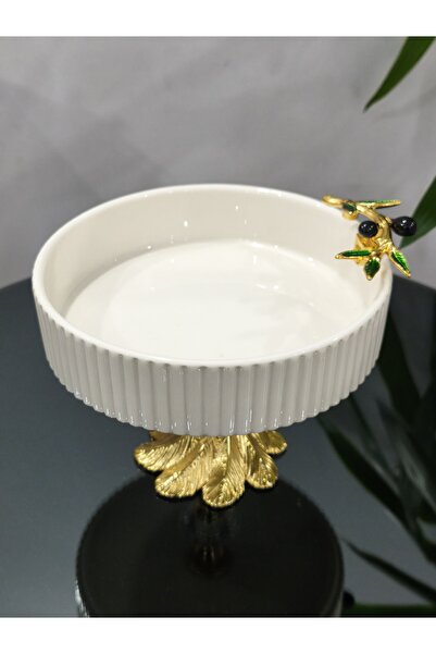 PARILTI HOME COLLECTİON Πορσελάνινο διακοσμητικό μπολ με σχέδιο ελιάς, πιάτο ...