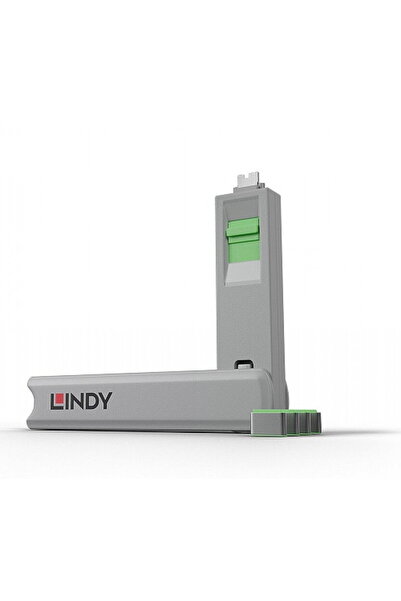LİNDY Set of 4 Port Blocker USB Type C/Thunderbolt 3 + Green Key, L40426