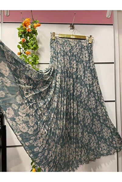 edu collection Patterned Bohe Bell Chiffon Skirt with Lining