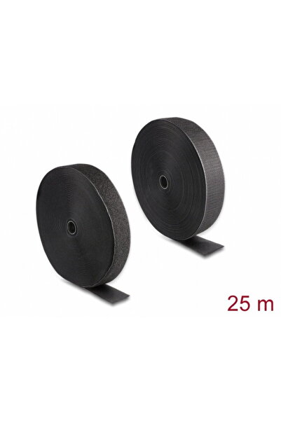 DELOCK Rola cu arici/Hook-and-Loop 25m x 50mm Heavy-duty Negru, 20856