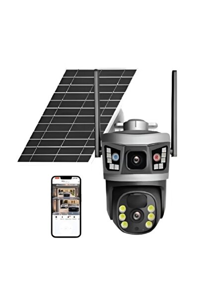 Generic Smart Solar Powered Outdoor Security Camera (Dual Lens) |   4K 8Mp Re...