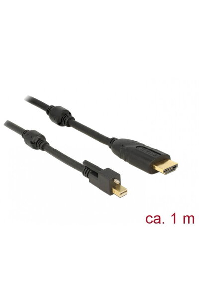 DELOCK Cablu mini Displayport 1.2 cu suruburi la HDMI T-T 4K Activ 1m, 83729