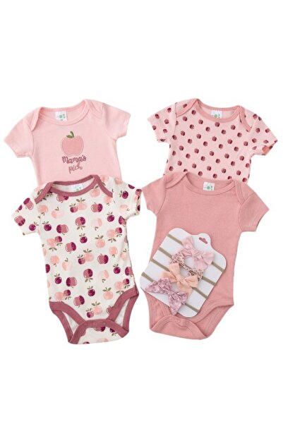 Bambimici -Printed Babysuit 3-Piece Set with Headbands-Multicolor