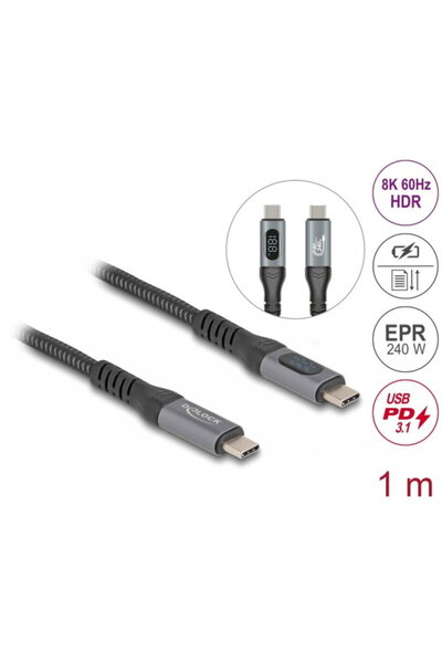 DELOCK Coaxial data cable + fast charging USB 4 type C 8K60Hz/240W/PD 3.1 wit...