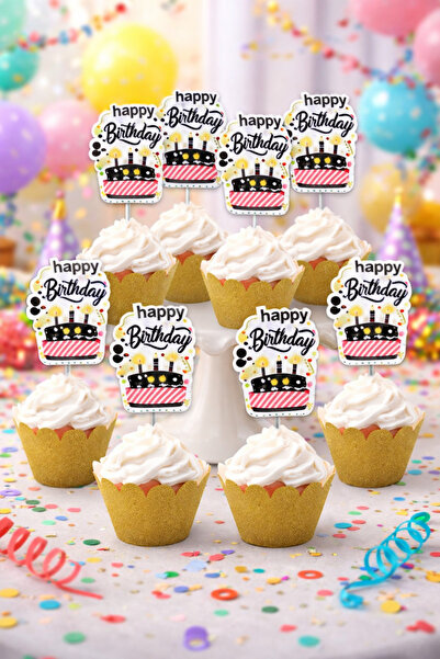 Baloncu Nene أداة تزيين الكيك على شكل عيد ميلاد سعيد مع 16 قطعة من أشكال الكي...