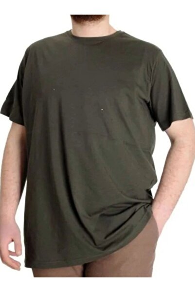 cusseli Large Size Men's T-Shirt Crew Neck Basic 20031 Khaki
