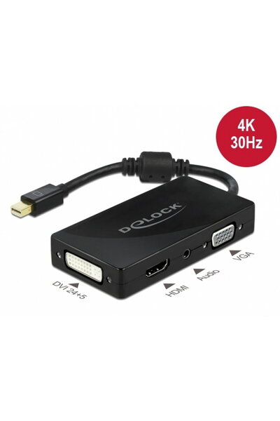 DELOCK Adaptor pasiv Mini DisplayPort 1.2 la VGA / HDMI / DVI / Audio Negru, ...