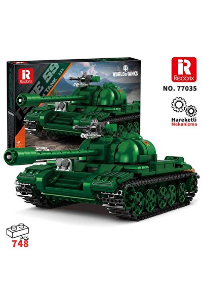 REOBRIX 77035 World Of Tanks Çin Orta Tankı Type 59 Yaratıcı Yapı Blok Seti B...