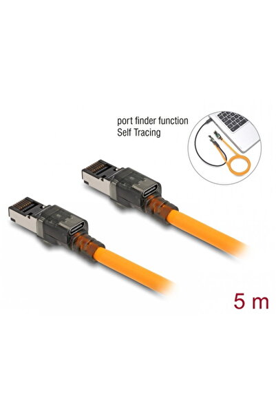 DELOCK Cablu de rețea RJ45 Cat.6A S/FTP T-T cu localizator de porturi Self Tr...
