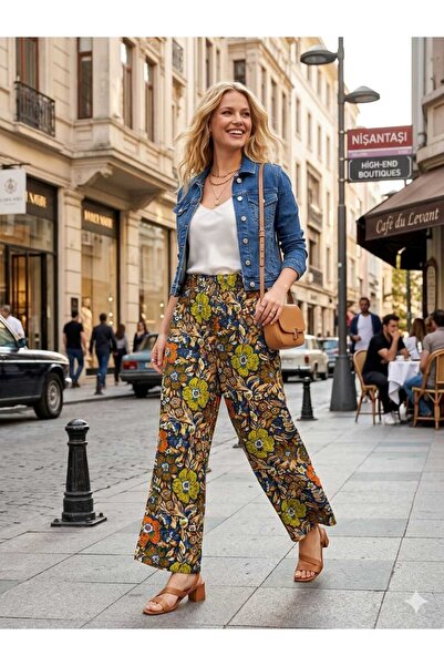 forte bella Patterned Casual Viscose Trend Pants