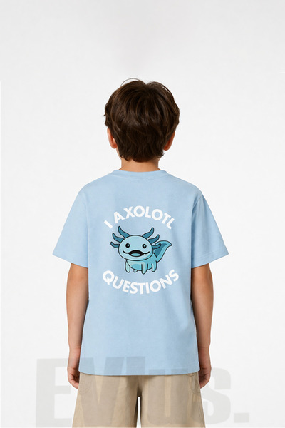 EVIus Boy's Axolotl Printed Combed Cotton T-Shirt Fun Summer Cotton