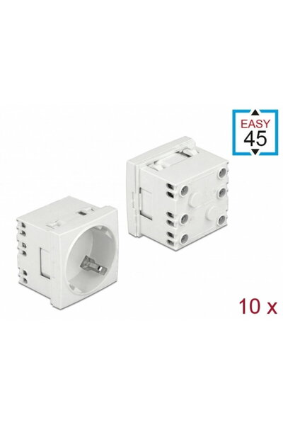 DELOCK Set of 10 sockets for Easy 45 housing White 45 x 45 mm, 81324
