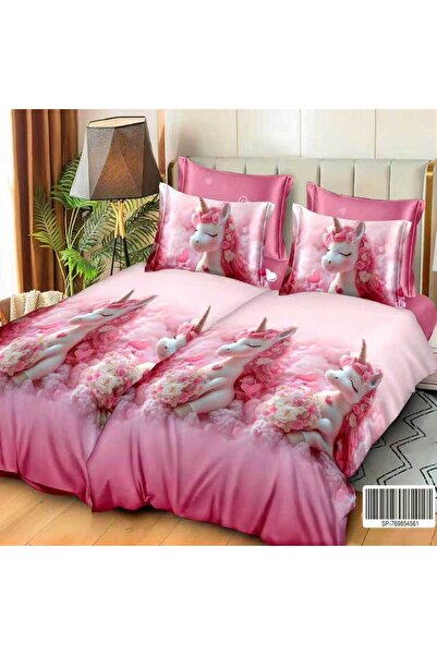 Patul Satin Cotton Linen with 2 Sides, Double Bed, Sulphur, 7 Pieces