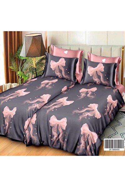 Patul Satin Cotton Linen with 2 Sides, Double Bed, Sulphur, 7 Pieces