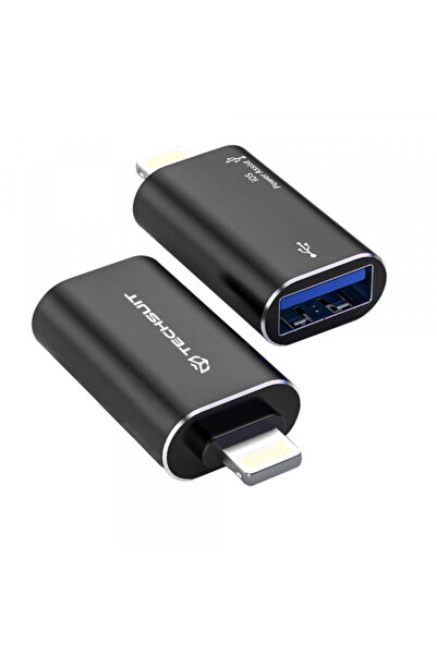 Techsuit Adaptor OTG Lightning - USB-A A18 AluVoltX, Negru