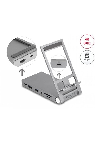 DELOCK Docking station USB type C la HDMI/USB/Hub/ SD+Micro SD PD 3.0 60W + s...