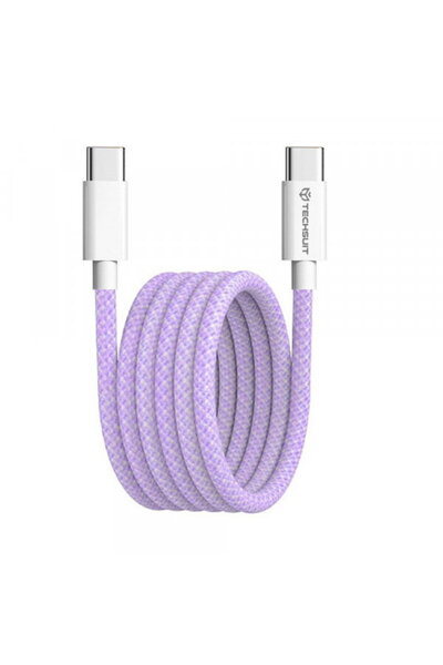 Techsuit Cablu Date si Incarcare USB-C - USB-C PCB114D, 60W, 1m, Mov