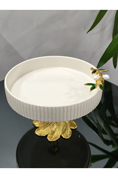 PARILTI HOME COLLECTİON Πορσελάνινο διακοσμητικό μπολ με σχέδιο ελιάς, πιάτο ...