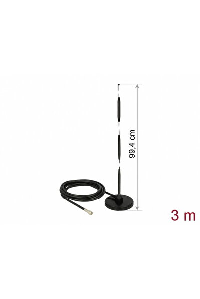 DELOCK Antena GSM (Lora) SMA plug 7 dBi fixa omnidirectionala cu baza magneti...