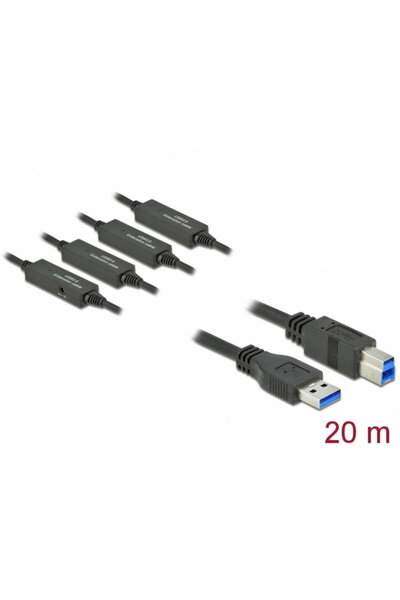 DELOCK Cablu USB 3.2 Gen 1-A la USB-B activ T-T 20m Negru, 85382