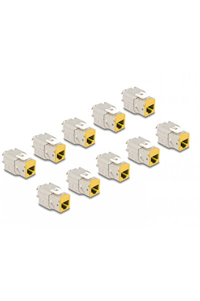 DELOCK Set of 10 keystone modules RJ45 LSA Cat.6A toolfree Yellow, 88111