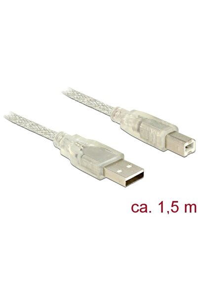 DELOCK Cablu USB 2.0 Tip-A mascul > USB 2.0 Tip-B mascul 1.5m transparent