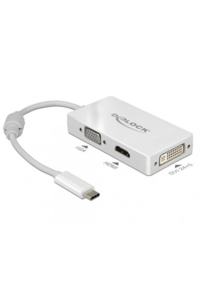 DELOCK Adaptor USB-C la VGA / HDMI / DVI T-M alb, 63924