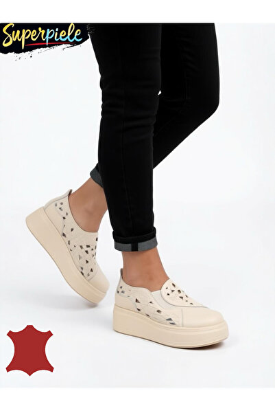 ANGEL BLUE Women's sneakers made of natural leather with decorative perforations