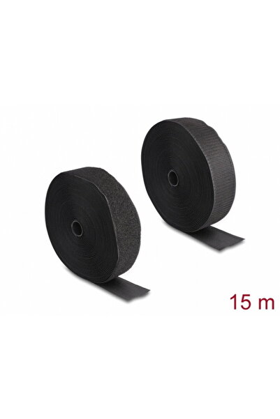 DELOCK Rola cu arici/Hook-and-Loop 15m x 50mm Heavy-duty Negru, 20854