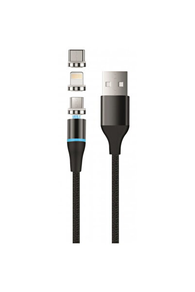 Setty Cablu Incarcare USB-A - Lightning / microUSB / USB-C Magnetic DT 3in1, ...